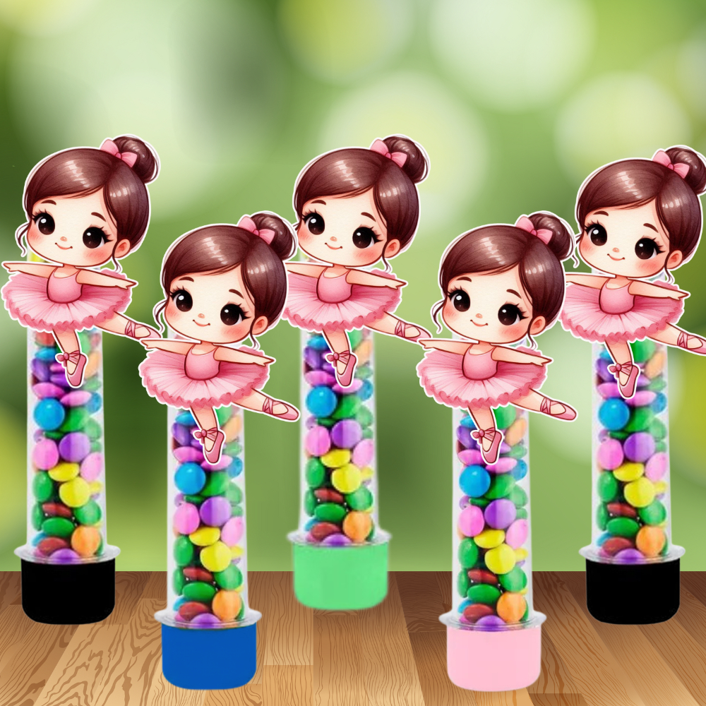 Aplique para Tubetes tema Bailarina | Tags para Tubete | Festa Personalizada tema Bailarina | Lembrancinha | Aniversário