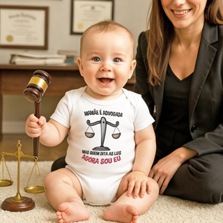 Body Bebê Algodão Estampa Mamãe é Advogada Mas Quem Dita as Leis Sou Eu em Oferta na Shopee