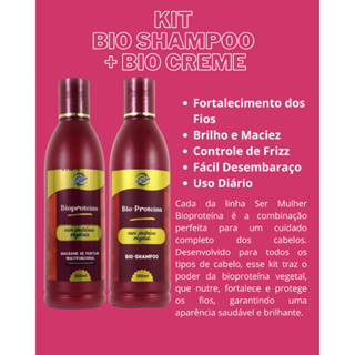 Kit Ser Mulher para Cabelos Orgânicos e Biofibra – Bio Shampoo + Bio Creme Hidratante em Oferta na Shopee