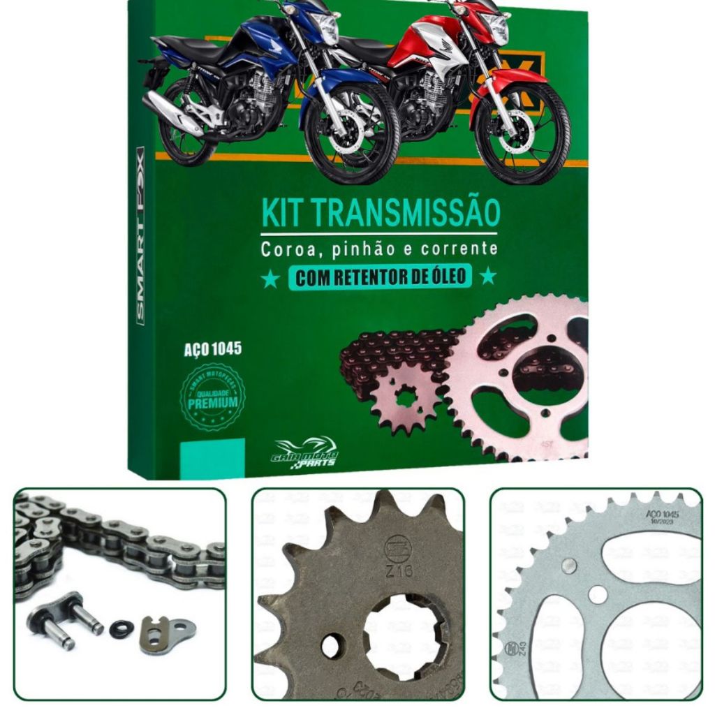 Kit  Relação Transmissão Honda CG Titan / Fan / Start 160 Todos os Anos em Oferta na Shopee