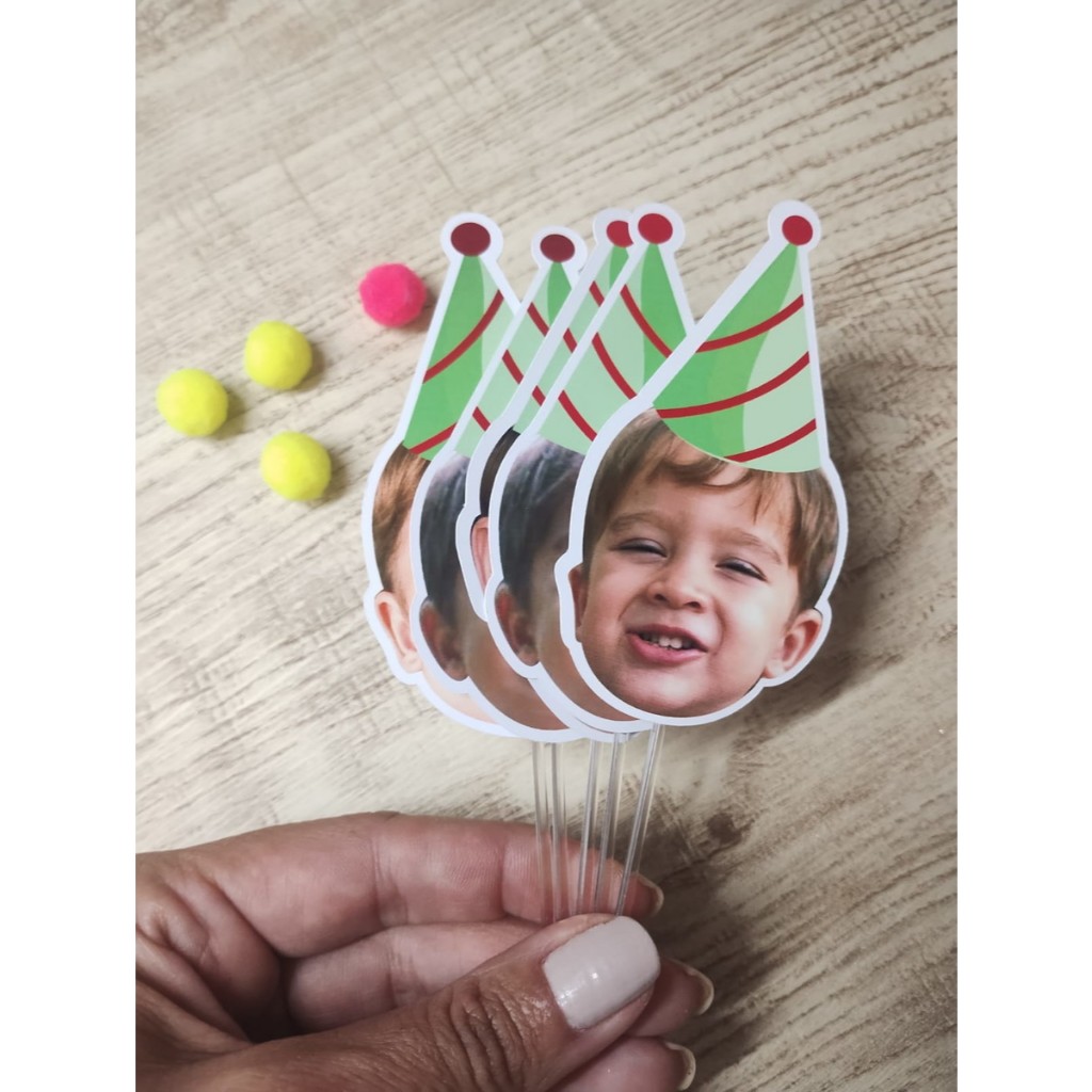 Kit 15 Tags, topo toppers rostinho personalizado para Docinhos