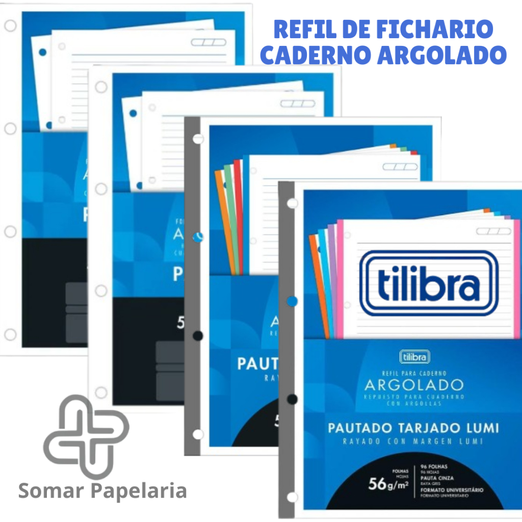 Refil Para Fichário Caderno Argolado Universitário Tiliflex Académie Tilibra em Oferta na Shopee