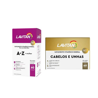 KIT LAVITAN CABELOS E UNHAS  60CAPS+ LAVITAN MULHER 60CAPS em Oferta na Shopee