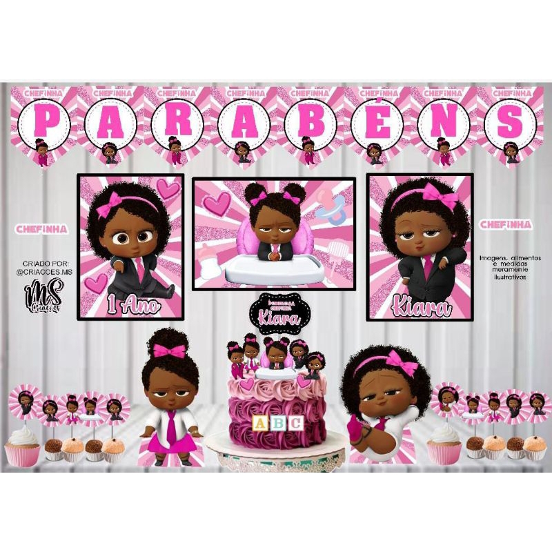 Kit festa Poderosa Chefinha Morena" É só um Bolinho" Personalizado, Decoração, Aniversário, Escola.