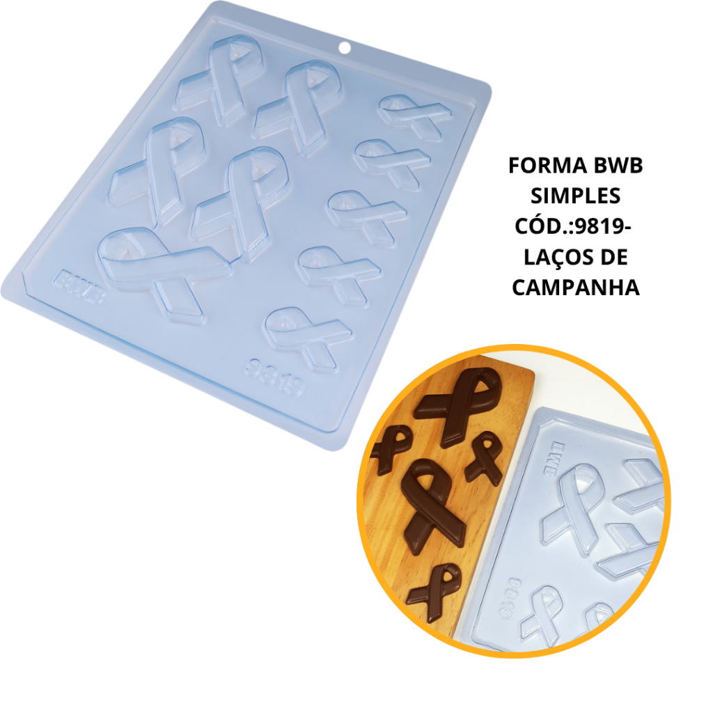 FORMA SIMPLES LAÇO CAMPANHA OUTUBRO ROSA CÓD.:9819 EM ACETATO BWB PARA BOMBOM DOCES DE CHOCOLATE, CONFEITARIA E DOCERIA. em Oferta na Shopee