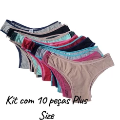 Kit Calcinha Plus Size de Algodão Feminina 48/50/52.
