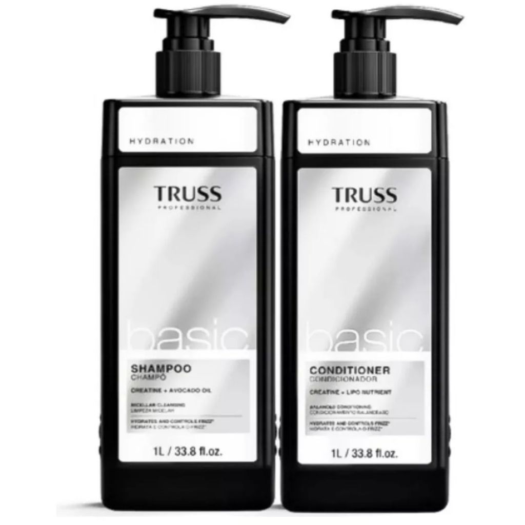Truss Kit Basic: Shampoo 1l Condicionador 1l Brilho e Condicionamento Cabelos Limpos Revitalizados
