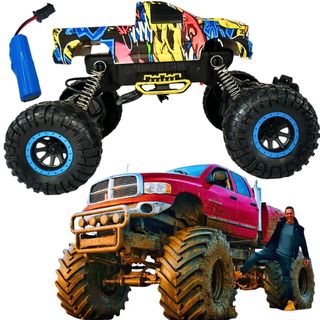 Carrinho Off-Road Polibrinq RC Com Luz Suspensão e Bateria Recarregável Tração traseira 4x2 Truck