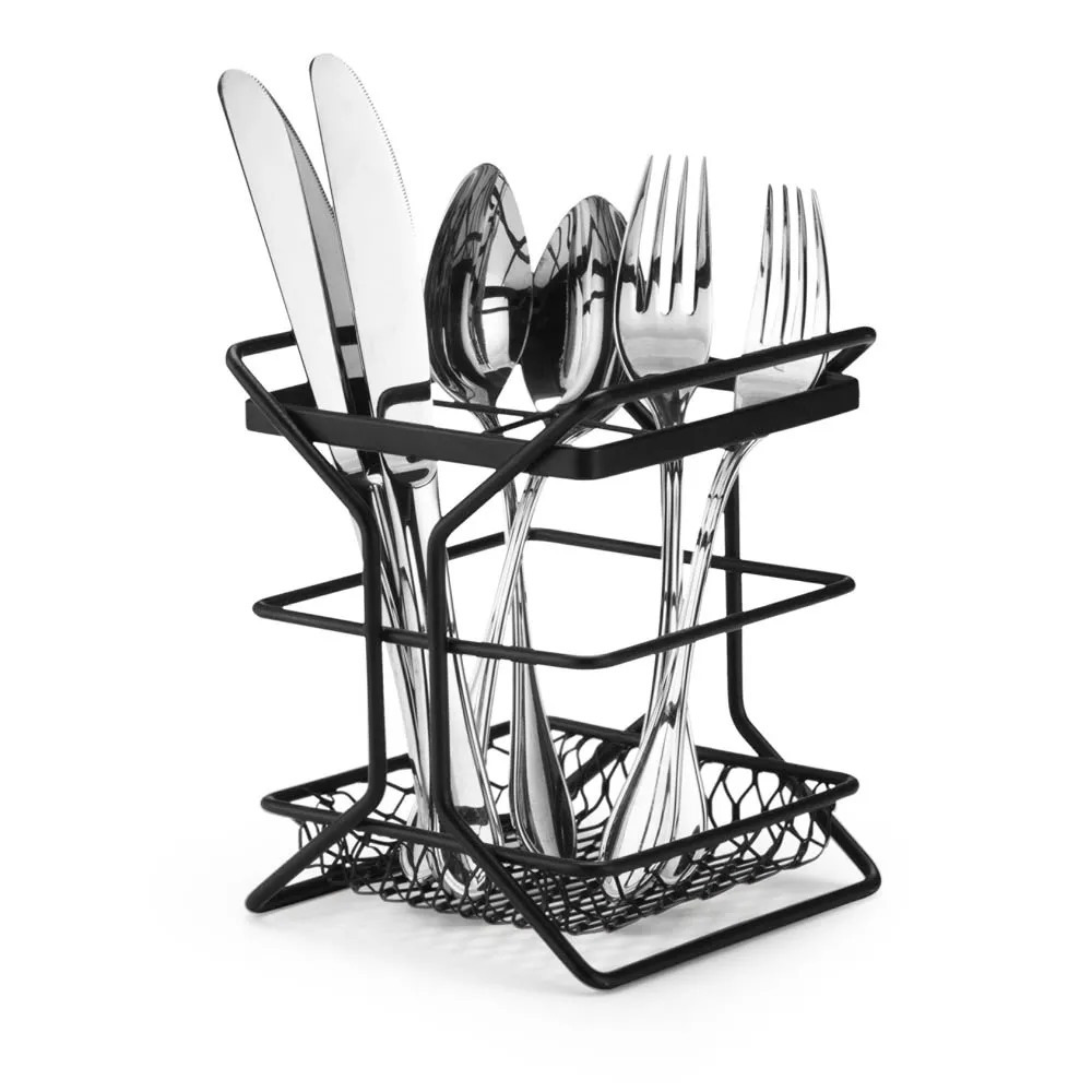 Porta Talheres Cozinha Escorredor de Bancada Aramado com Divisorias Luxo Preto Arthi-2509 em Oferta na Shopee