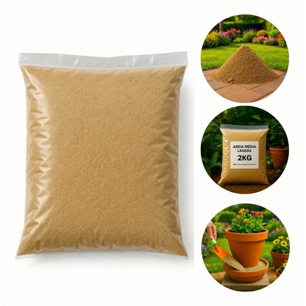Areia Média Lavada Para Vasos De Plantas