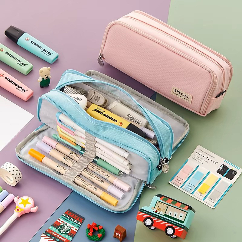 Estojo De Lápis Caneta Esferográfica De Papelaria Bolsa De Armazenamento Portátil De Grande Capacidade