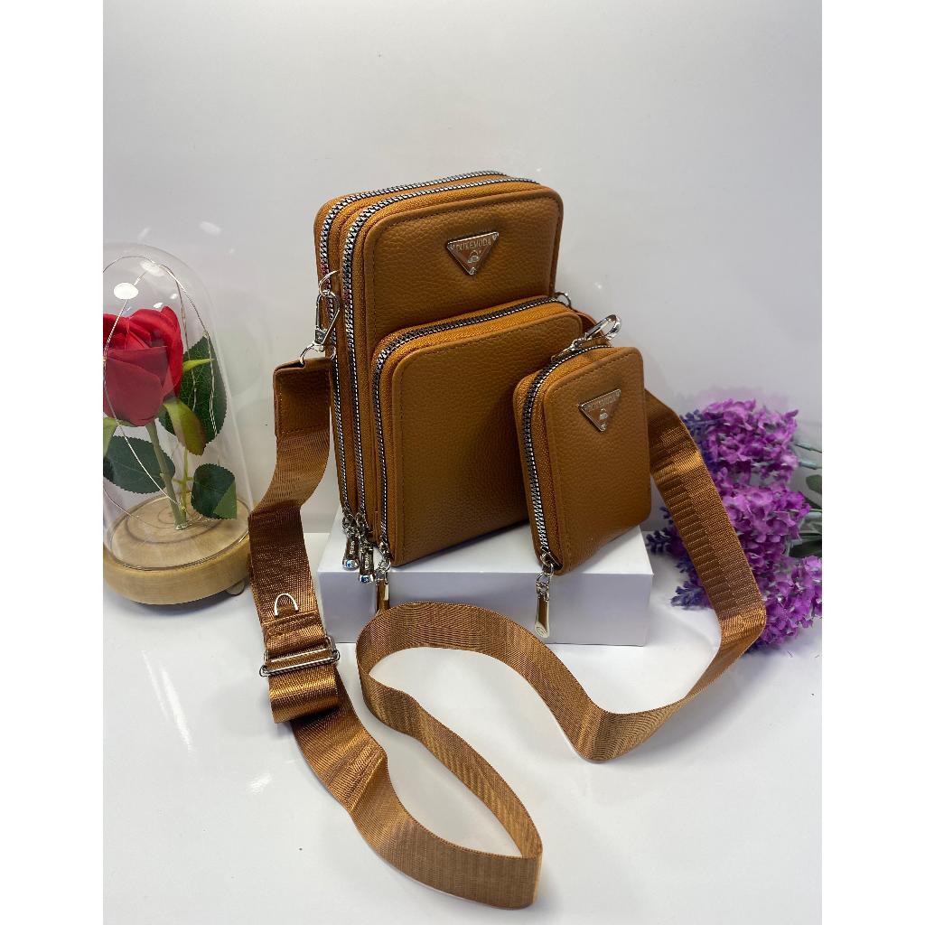 Bolsa Feminina Transversal 3 divisórias Porta Celular com Linda Carteira#2010
