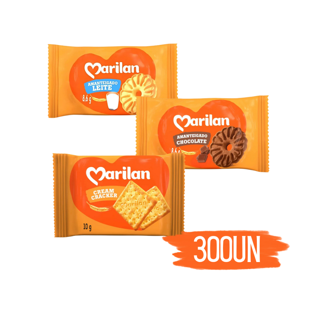 Biscoito Sache Cracker Leite Chocolate Marilan Bolacha 300u