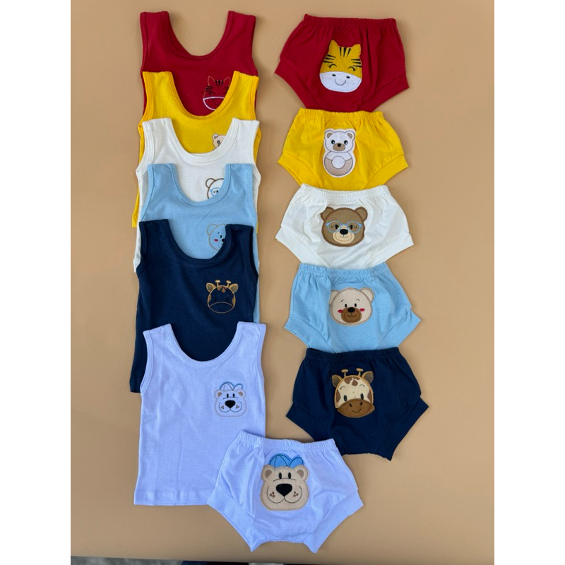 kit 6 Conjuntos Para Bebê Menino P/M/G Camiseta Com Tapa Fralda em Oferta na Shopee