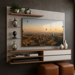 Painel para TV até 65 Polegadas com 1 Porta e Prateleiras Paris Multimóveis em Oferta na Shopee