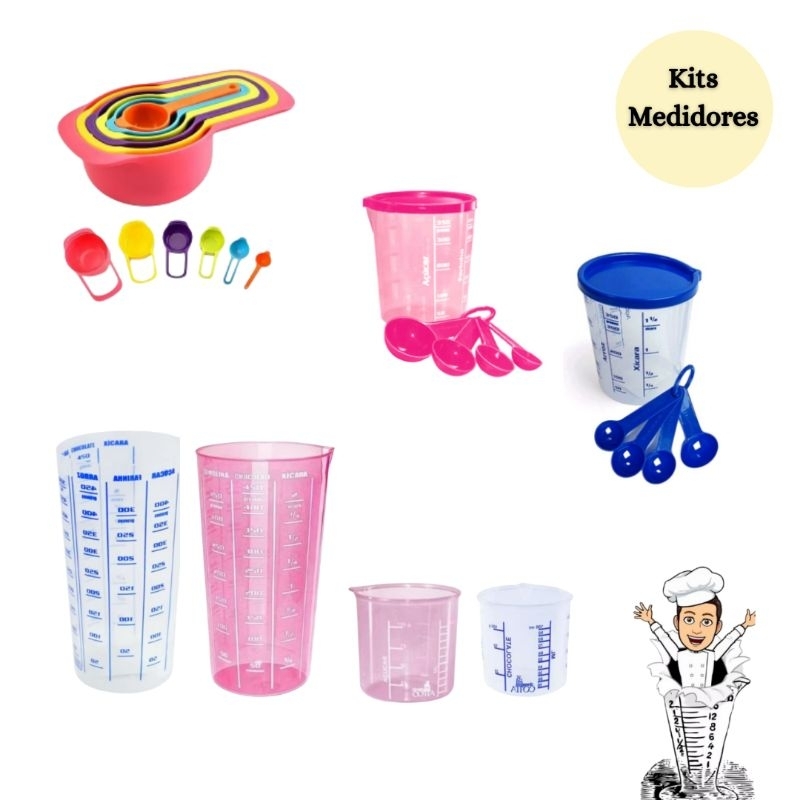 Kit Copo Medidor Colher Medidora Cozinha Xícaras Confeitaria