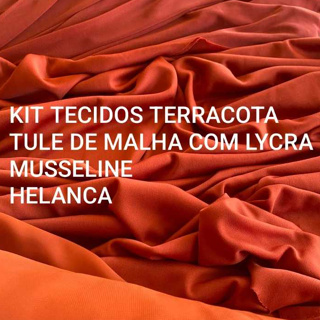 5 METROS DE TECIDOS TERRACOTA MUSSELINE, HELANCA E TULE DE MALHA COM LYCRA!!! em Oferta na Shopee