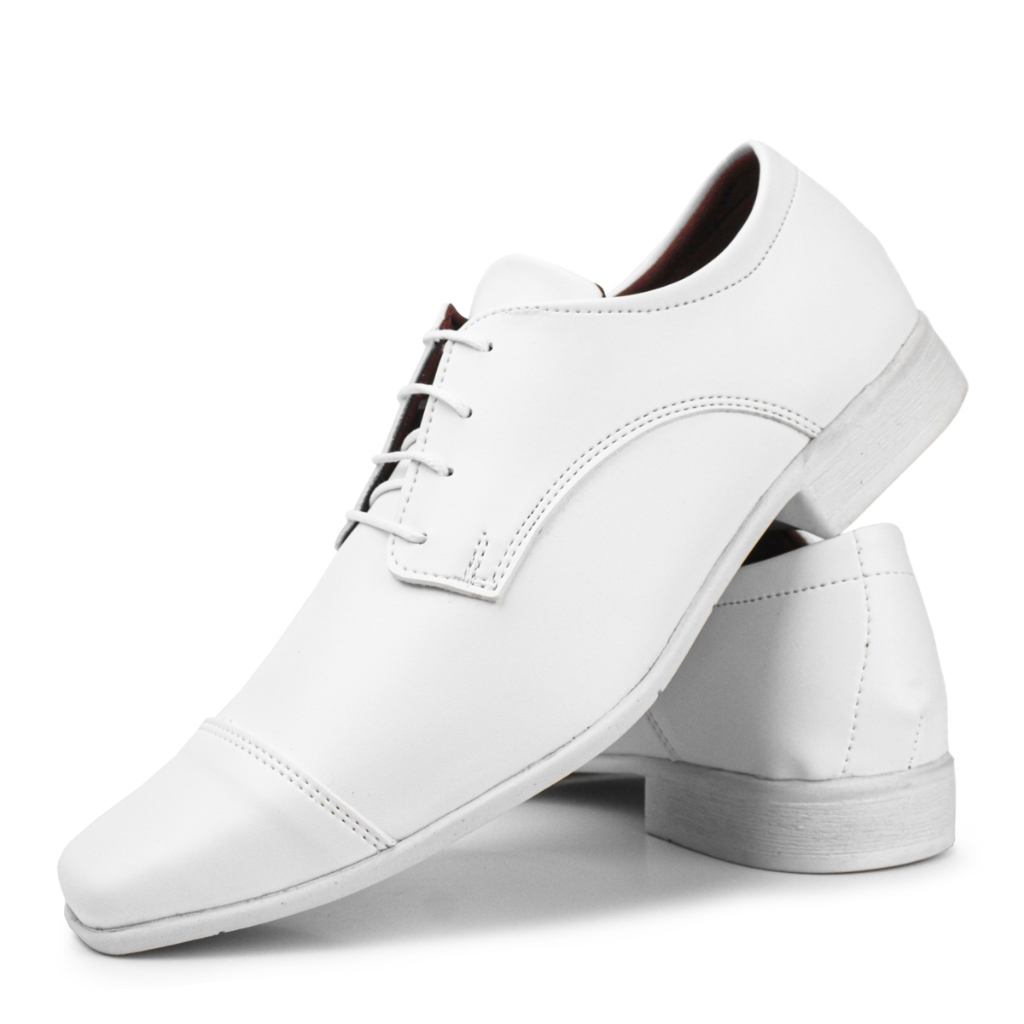 Sapato social masculino branco modelo de amarrar