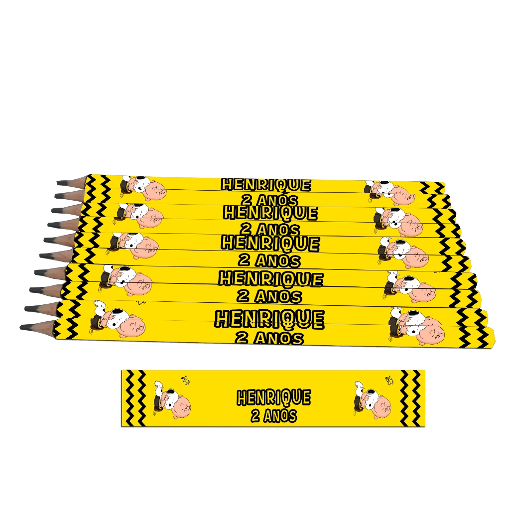 Lápis Personalizado Snoopy Peanuts. Lembrancinha para Festa. Aniversário.