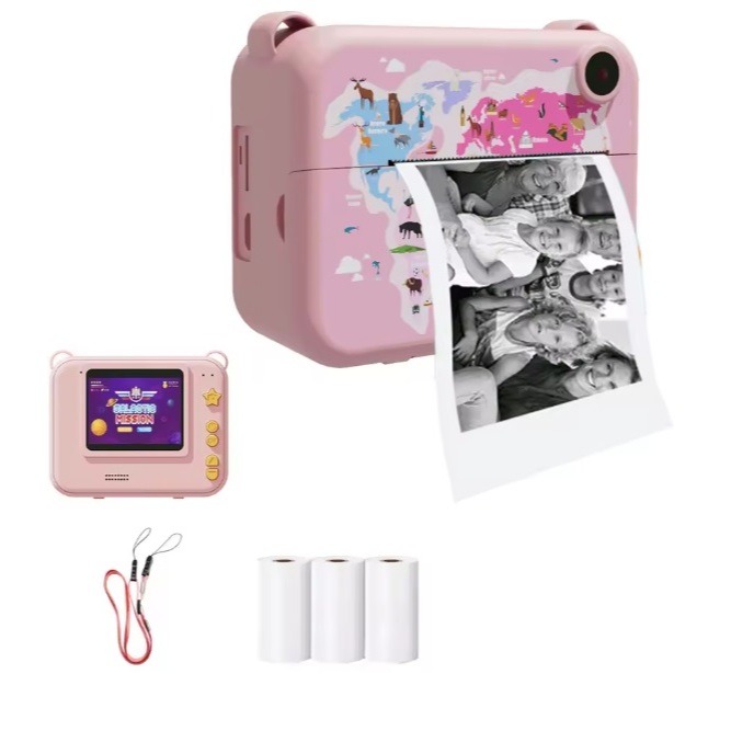 Câmera Fotográfica Infantil Recarregável Com Impressora