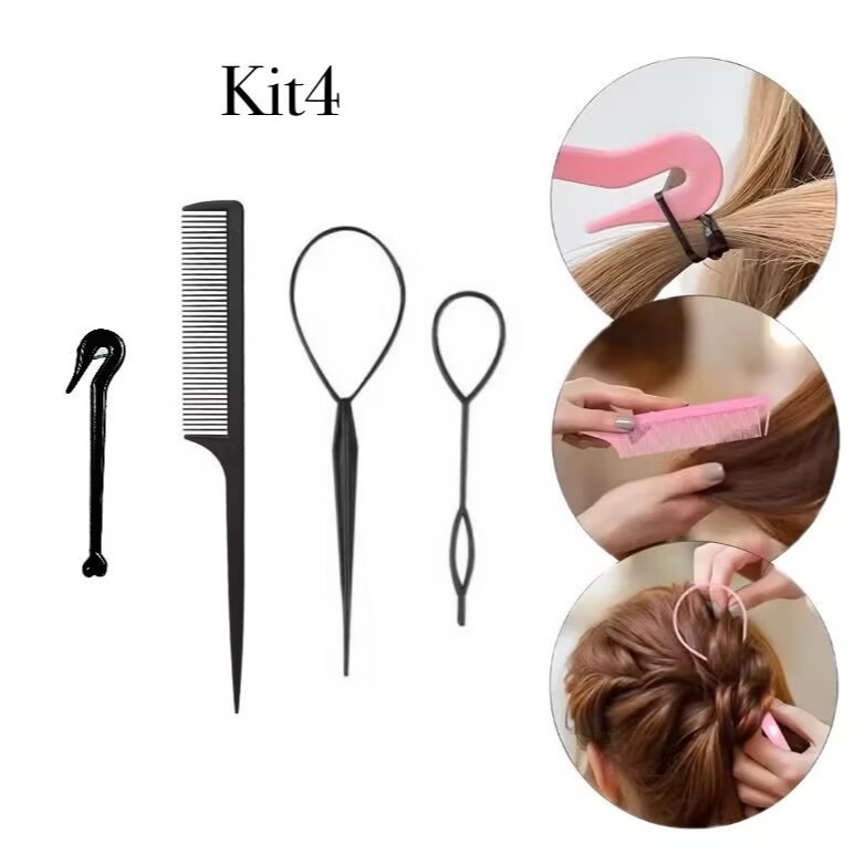 Kit 4/8/12/16/20/24unidades Ferramenta para Cabelo Trançado para Crianças com Cortador de Elástico