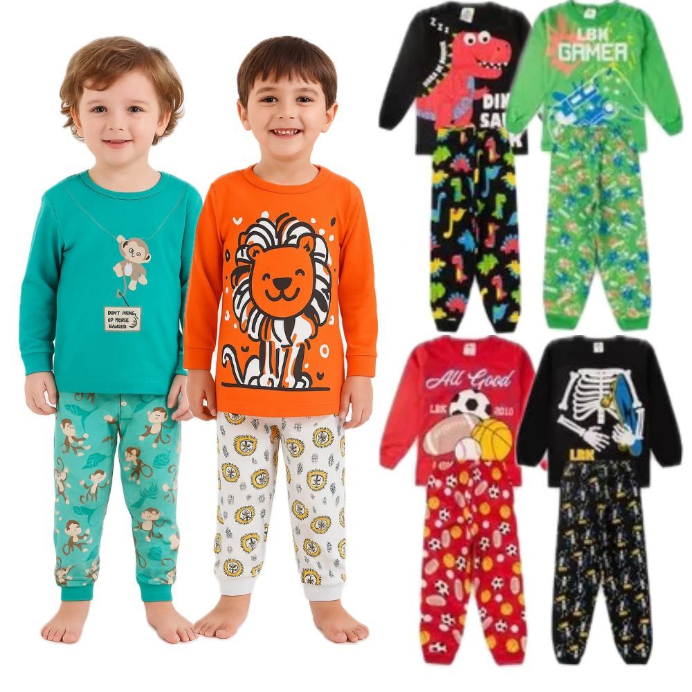 Kit Sortido 2 Peças Pijama Infantil Menino Inverno Manga Comprida