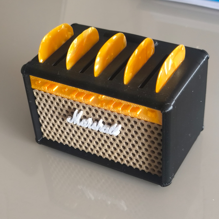Porta Palhetas Mini Amplificador Marshall 3D + 5 Palhetas brinde