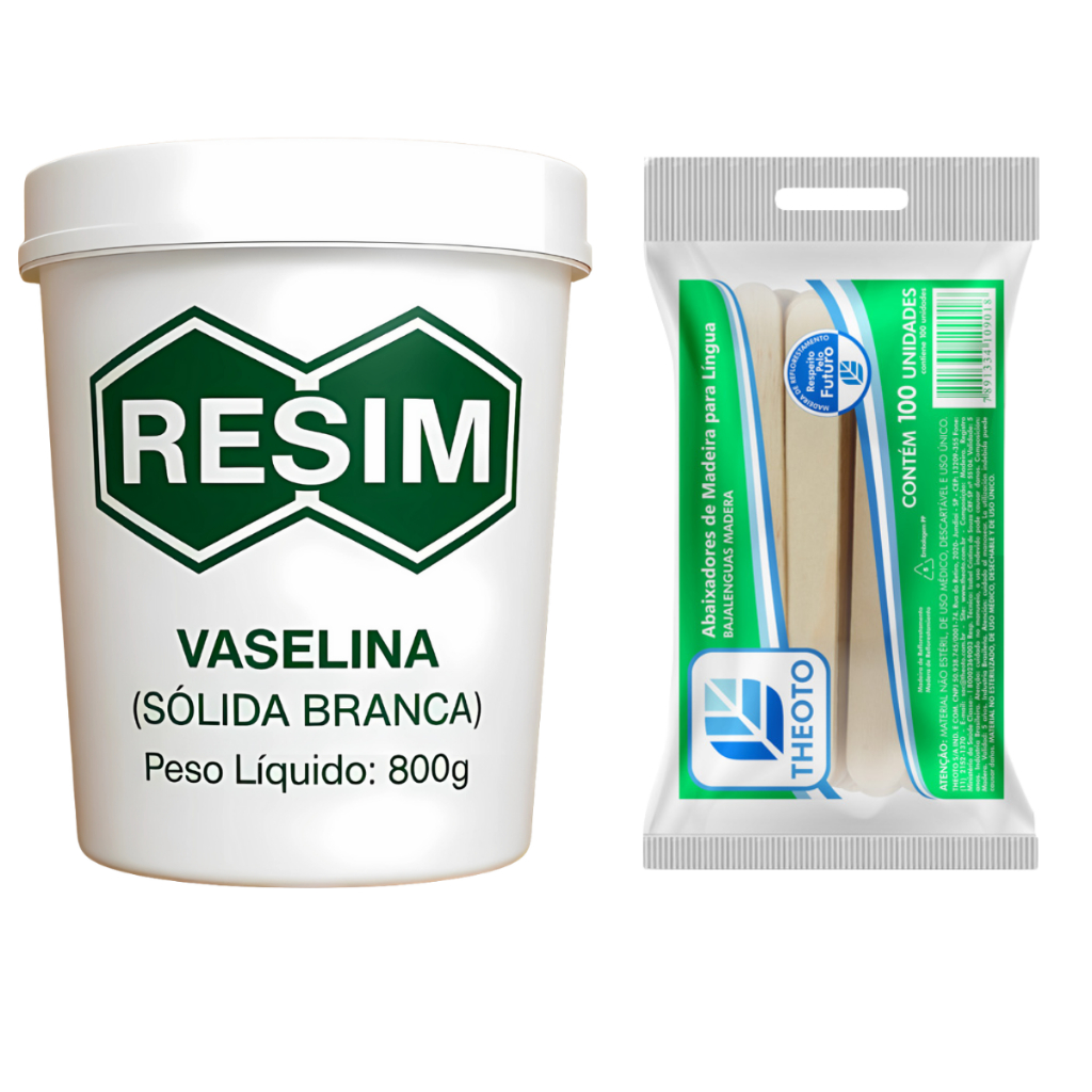 Vaselina  resim 800g 100 palitos espatula abaixador theoto