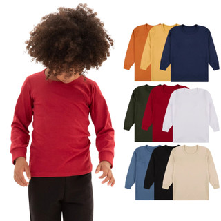 Kit de Camisetas Infantil Masculina Lisas Manga Comprida Menino 2 à 8 Anos