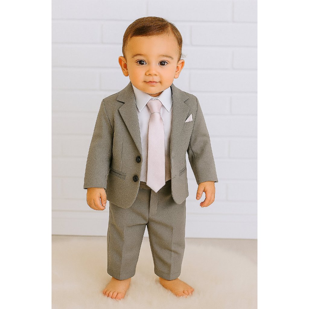 Conjunto Social Infantil Masculino Terno cinza claro