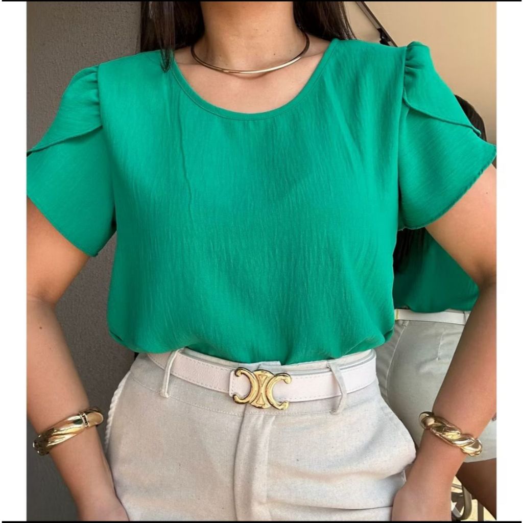 Blusa manga tulipa no duna elegante basica estilosa