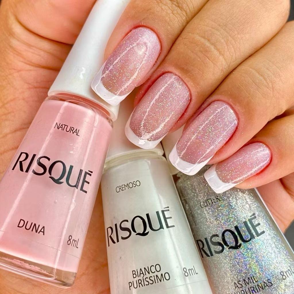 Risque Deusa Kit 3 Esmaltes Francesinha Tons Claros As mil Purpurinas Esmalte Glitter Hipoalergênico em Oferta na Shopee