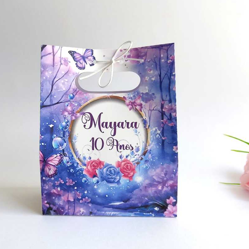 Sacolinhas Personalizadas tema Borboletas - Jardim - Lembrancinhas  - Aniversário - Sacolinhas
