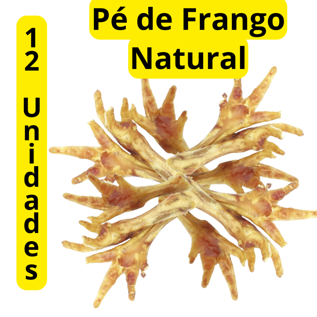 12 Pé de Frango Natural Petisco para Cães kit com 12 unidades pe de galinha