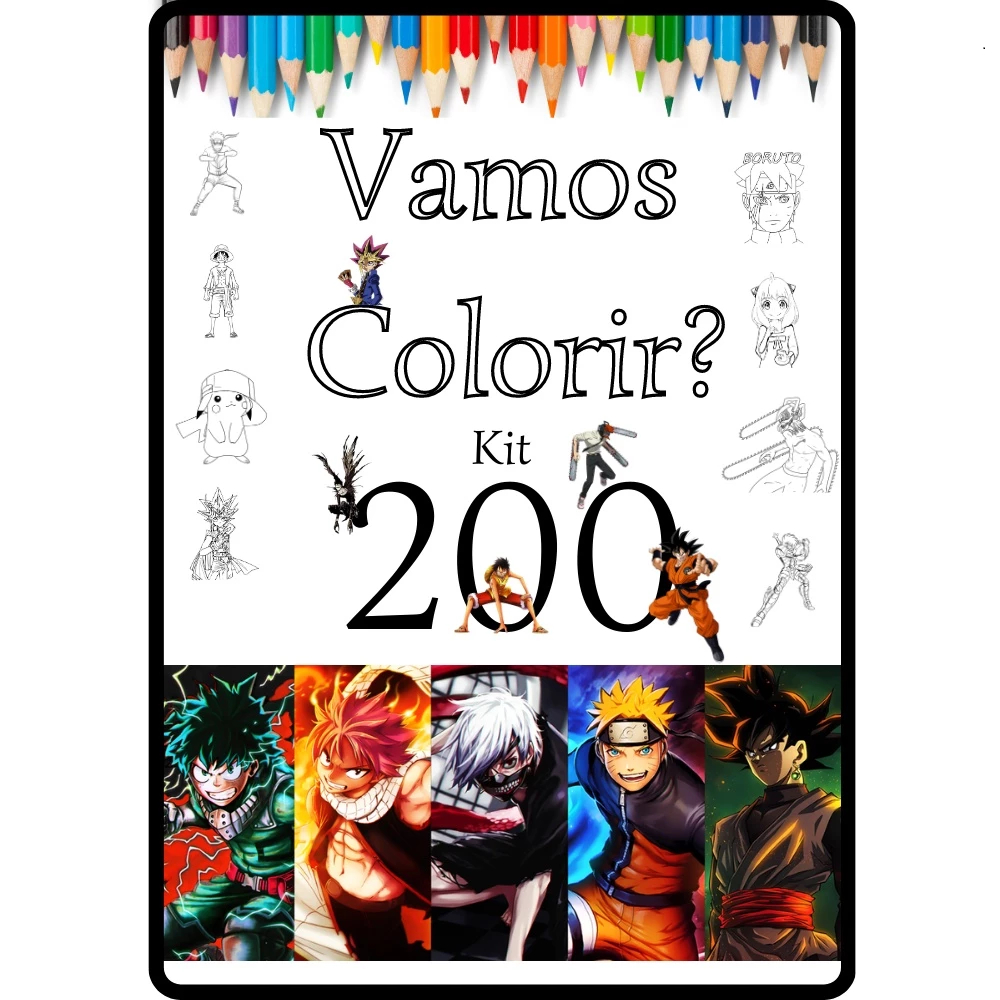 Kit 400 Desenhos Para Colorir Animes Em Folha A4 Envio Imediato