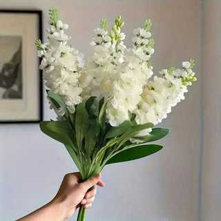 Flores Galho Jacinto Artificial Boca de Leão Folhagem Decoração Casamento Arranjos - HS800191 BRANCO