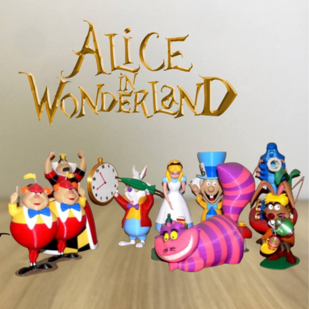 Boneco Colecionavel ALICE NO PAIS DAS MARAVILHAS Figura Decorativa Action Figure Impressao 3d