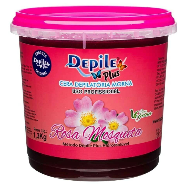 Cera Depilatória Hidrossolúvel Rosa Mosqueta 1,3kg Depile Plus em Oferta na Shopee