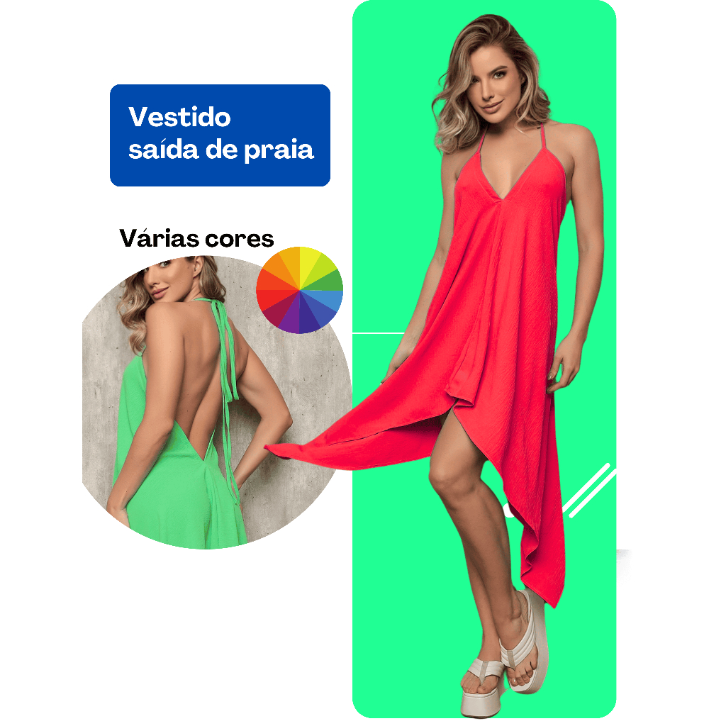 Vestido De Alcinha Feminino Envelope Curto Midi Várias formas de amarrar
