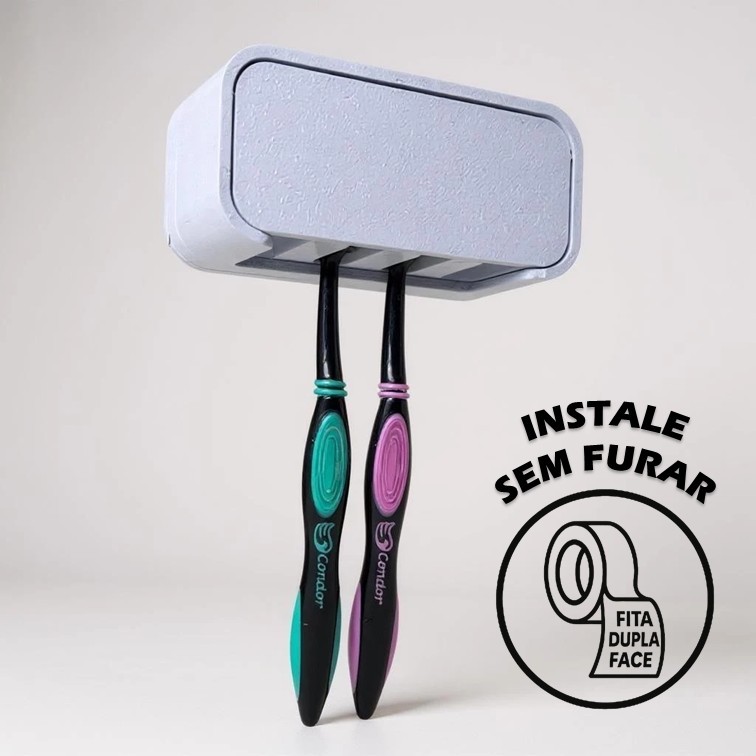 Porta Escovas de Dente  | Fixação Sem Furo com Fita Adesiva – Prático e Discreto em Oferta na Shopee
