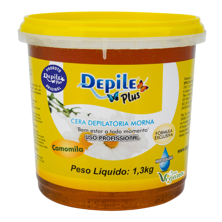 Cera Depilatória Hidrossolúvel Camomila 1,3kg Depile Plus