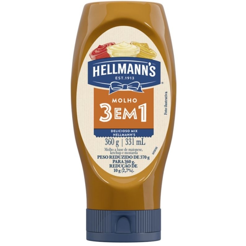 KIT COM 2 - Hellmann's 3 em 1 Bisnaga 370g.