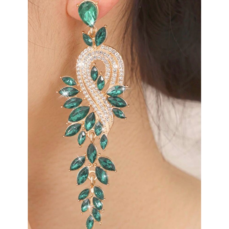 Brinco Folha de Strass e nota musical Festa Casamento Formatura verde azul vermelho rosa preto em Oferta na Shopee