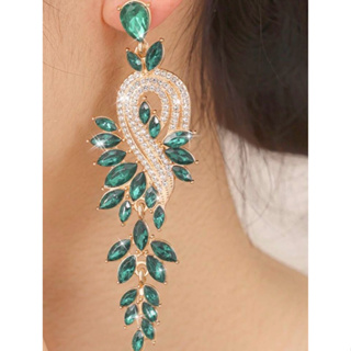 Brinco Folha de Strass e nota musical Festa Casamento Formatura verde azul vermelho rosa preto em Oferta na Shopee