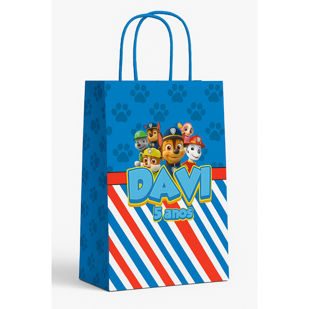 PEGUE E MONTE - Sacolinha Surpresa Personalizada patrulha canina  Lembrancinha Festa Infantil Sacola Surpresa