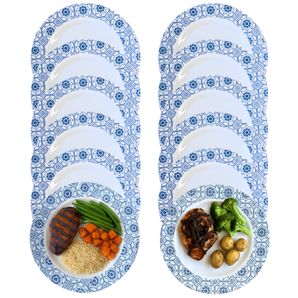 12 Pratos Fundo Melamina 25cm Decorados Refeição Festa Comida em Oferta na Shopee