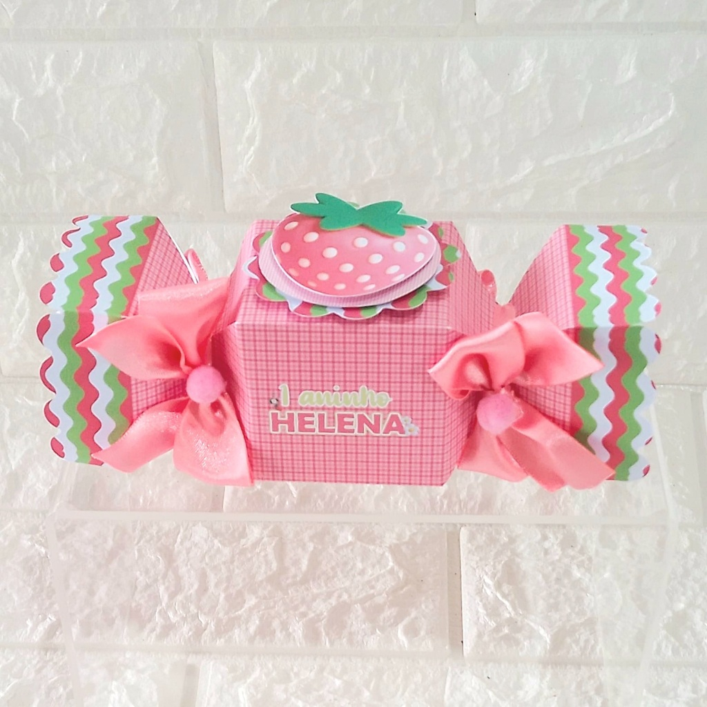 Caixa Bala Moranguinho Semi-montada-Caixa personalizada-Lembrancinha personalizada-Lembrancinha de aniversário-Lembrança