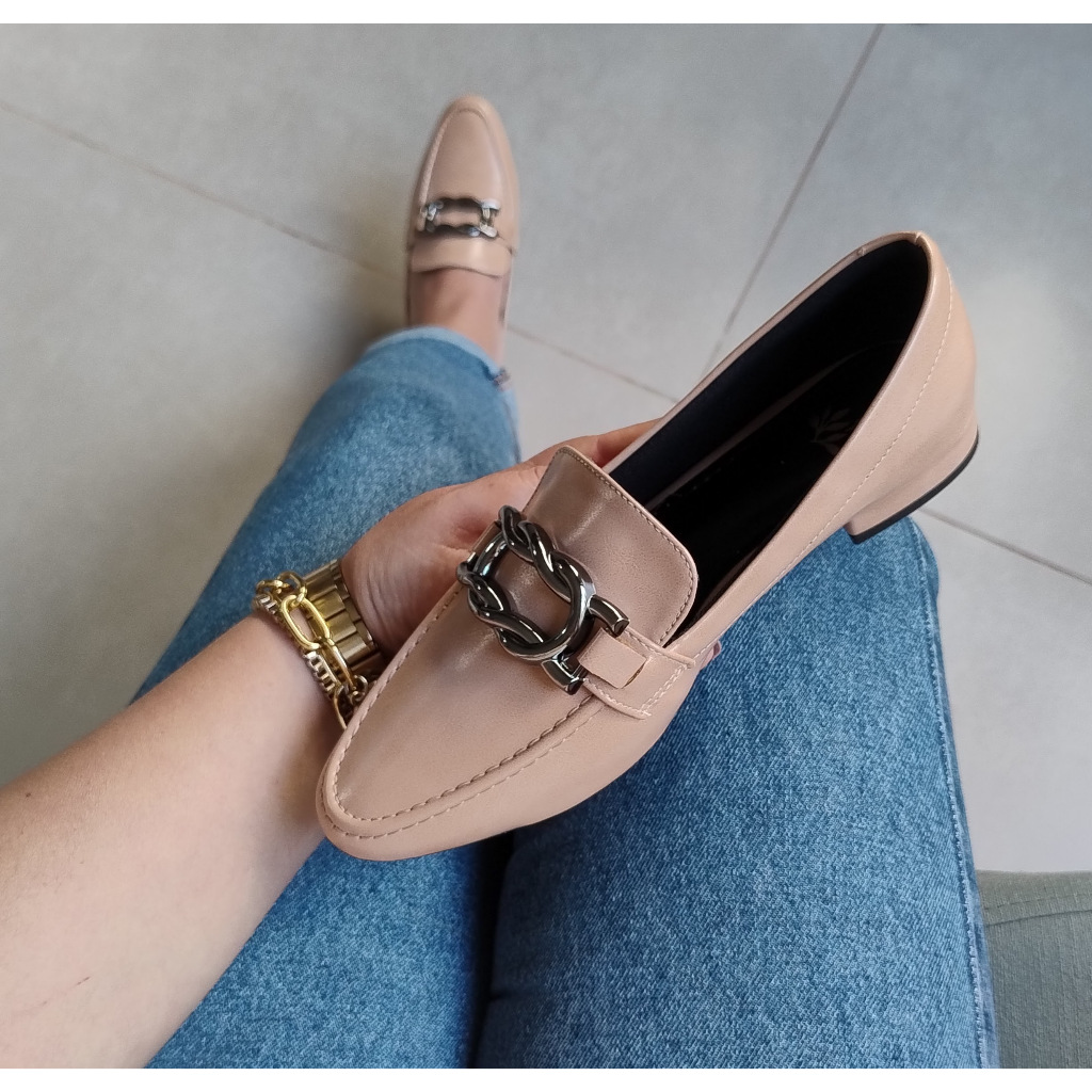 Sapato Feminino Mocassim Nude Confortavel Casual Elegante em Oferta na Shopee