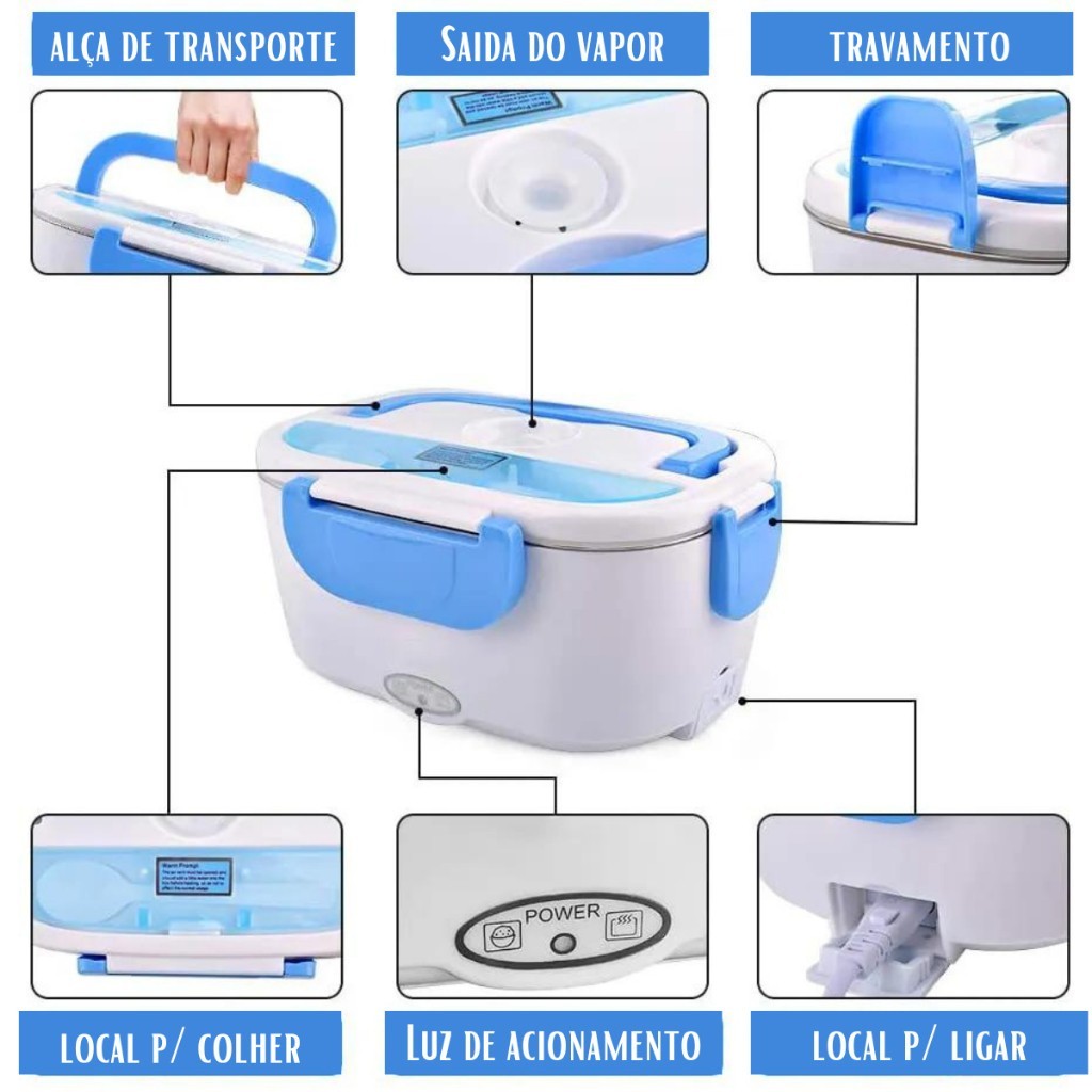 Marmita Elétrica Bivolt Veicular | 110V/220V e 12V/24V | Prática e Portátil