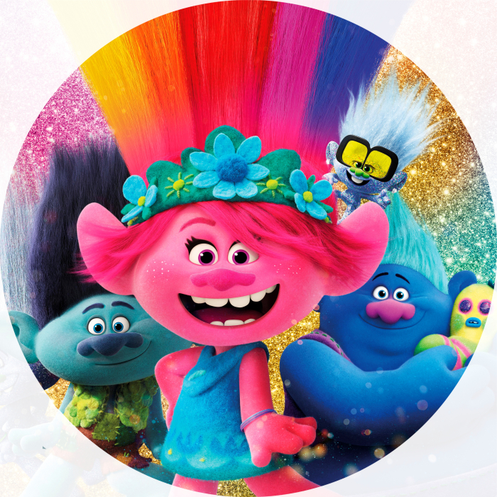 Capa para Painel Trolls de Festas Sublimado Redondo c/Elástico Veste Fácil 1.50 x 1.50 e 50 cm Trolls